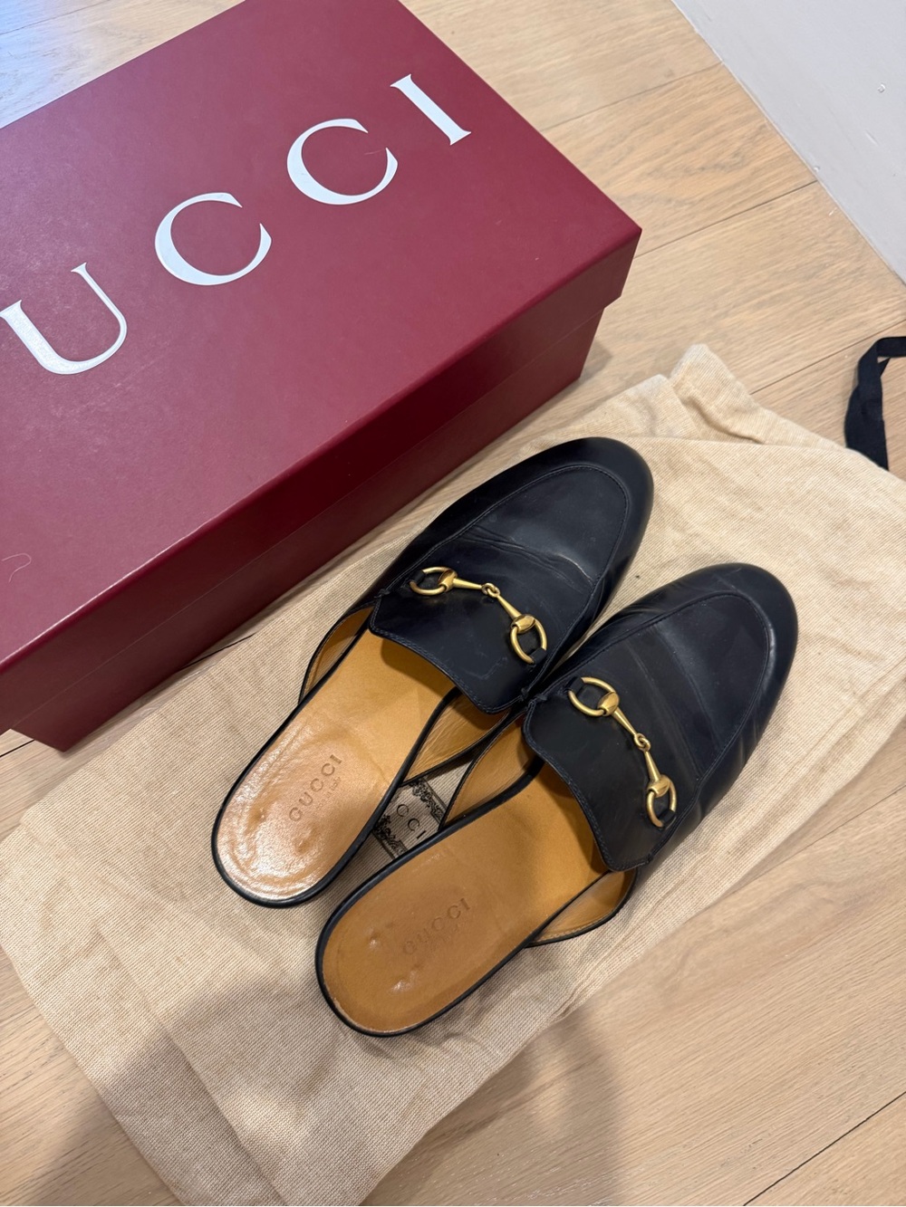 Gucci Black Leather Horsebit Backless Loafers - Picture 7 of 8